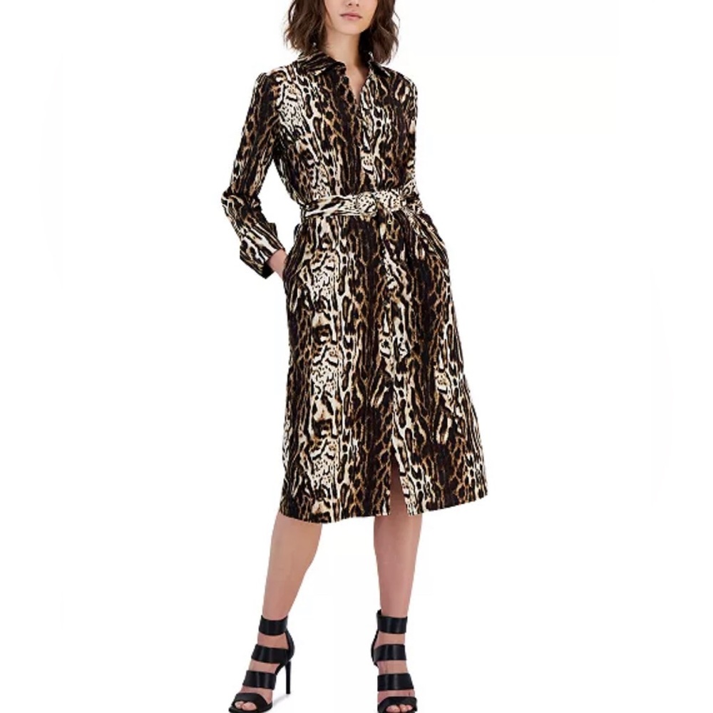 Women's Printed Belted Shirtdress